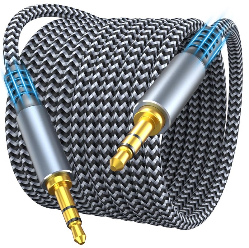MORELECS Aux Cord 20ft, 3.5mm Audio Cable - Nylon Braided 3.5mm Male to Male AUX Cable Cord for Car, Headphones, Home Stereos, Speaker - Image 1